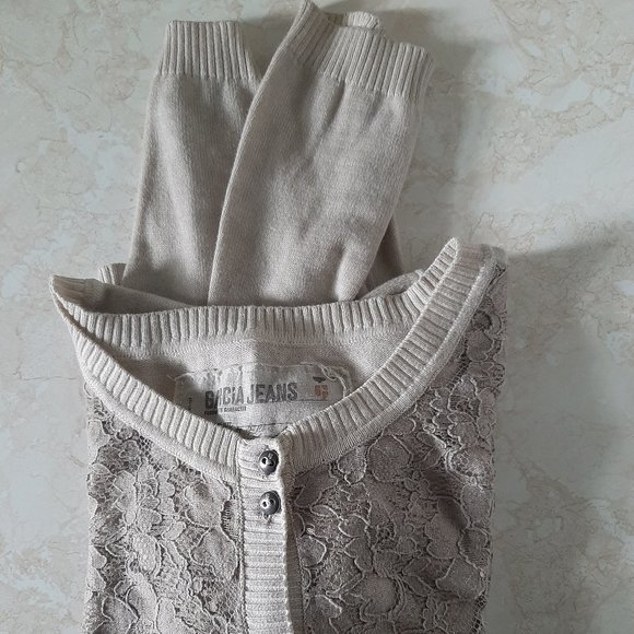 Garcia Jeans Lace Beige Cardigan MadeinItaly Small - Picture 6 of 6